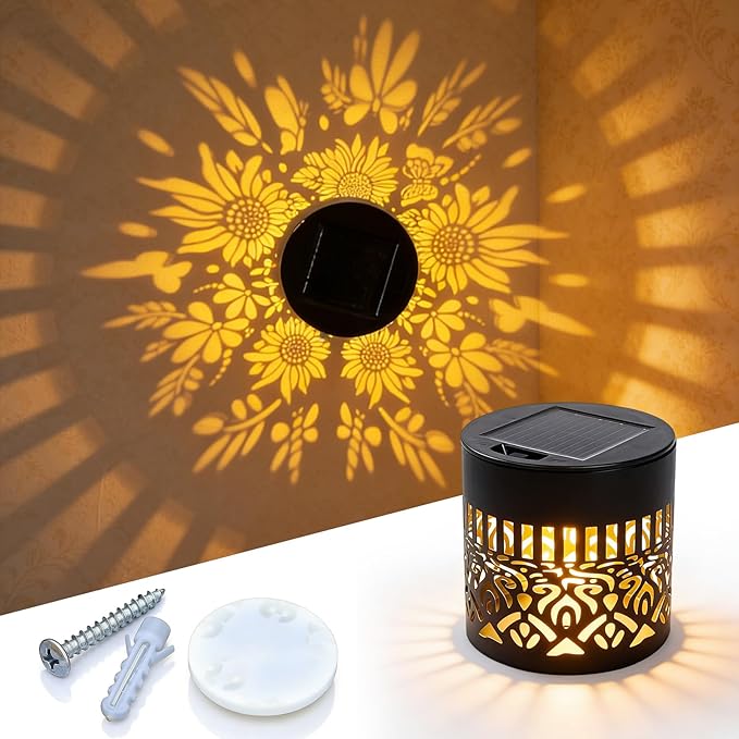 Decorative Solar Mandala Lights, 2026 New Mandala Solar Lights Outdoor, Mandala Theme Waterproof Fence Light, Shadow Projection Landscape Lighting for Backyard,Patio,Walkway,Lawn,Porch Decor (#C,1)