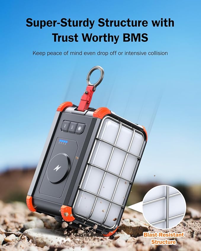 BROWEY Portable Power Station 153Wh Camping Small Solar Generator with Hand Crank 120V 150W AC Outlet Lithium Battery Power Bank, Wireless Charging Emergency Charger for Outdoor Travel Home Backup