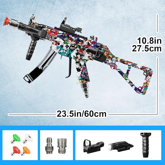 Swivel Pressure Washer Gun 3600 PSI – Easy Pull Trigger Handle with 3/8" Quick Connect Plug, Foam Cannon Compatible for Car, Home & Outdoor Cleaning (Colorful Graffiti)