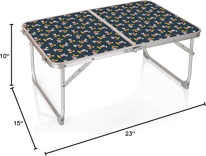 PICNIC TIME Disney Mickey Mouse Concert Mini Portable Table, Small Folding Table, Mini Picnic Table, (Charcoal Wood Grain)