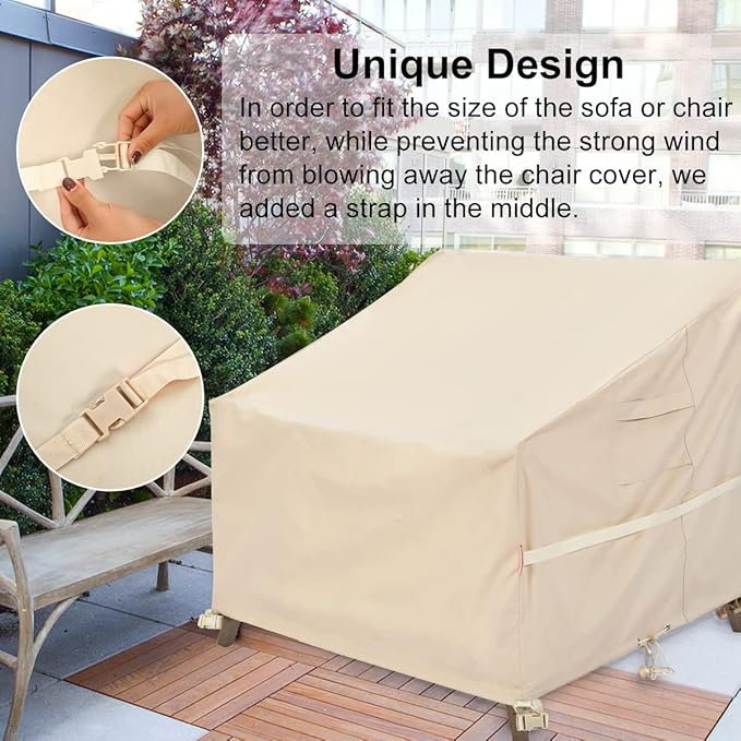 Patio Chair Cover, 600D Heavy Duty Lounge Deep Seat Cover Waterproof Outdoor Chair Covers for Lawn Furniture, All-Weather Protection Lawn Chair Covers(38" W x 31" D x 29" H)