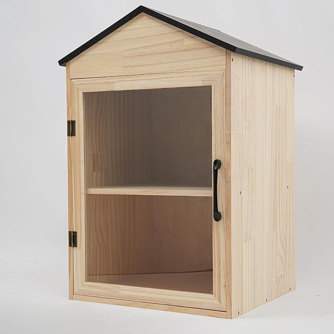 Outdoor Library Book Box, 2-Tier Literature Exchange Kit, 25.4" Tall Outdoor Wood Cabinet for Sharing Books Community Literature, Flyers, Newspapers, Food Art