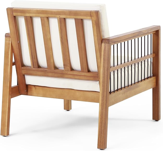 Merax Outdoor Patio Club Chairs,Set of 2,Acacia Wood Frame Conversation Set with Wicker for Porch Backyard,Classic Style
