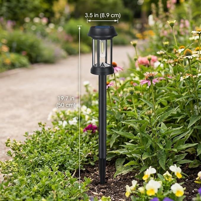 Eyrosa Solar Pathway Lights, 8 Pack Glass Solar Lights Outdoor, Solar Stake Lights Landscape Lighting for Outside Path Walkway Driveway Sidewalk Lawn Yard Garden Decor
