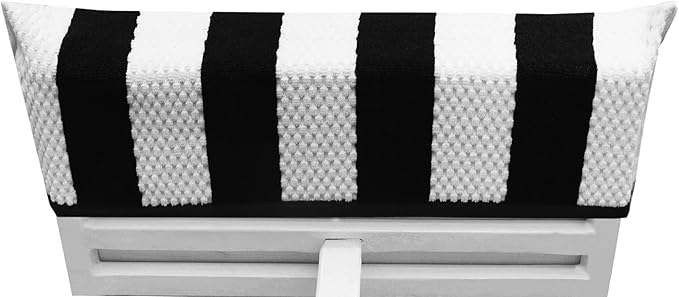 COTTON CRAFT Beach Lounge Chair Cover – 2 Pack Euro Spa Waffle Terry Towel Cabana Stripe Pool Chair Cover - 100% Cotton - 450 GSM Absorbent Quick Dry - Oversized 32 W x 82 L x 7 inch Pocket - Black