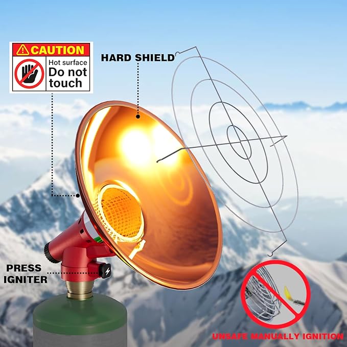 Truwild Upgraded Outdoor Propane Heater 2025, 5500BTU Heater with Adjustable 16oz Cylinder Holder (Gas Cylinder NOT Included), Outdoor Heater for Most Golf Cart EZGO, Yamaha & Club Car
