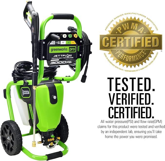 Greenworks 3000 PSI Electric Pressure Washer Bundle with 25-Foot Hose