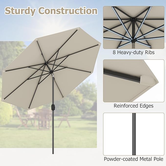 Giantex 9ft Patio Umbrella Outdoor, Market Table Umbrella w/Push Button Tilt and Crank, 180G Polyester Fabric and Sturdy Ribs, Sun Canopy Umbrellas for Patio Garden Beach Deck Pool