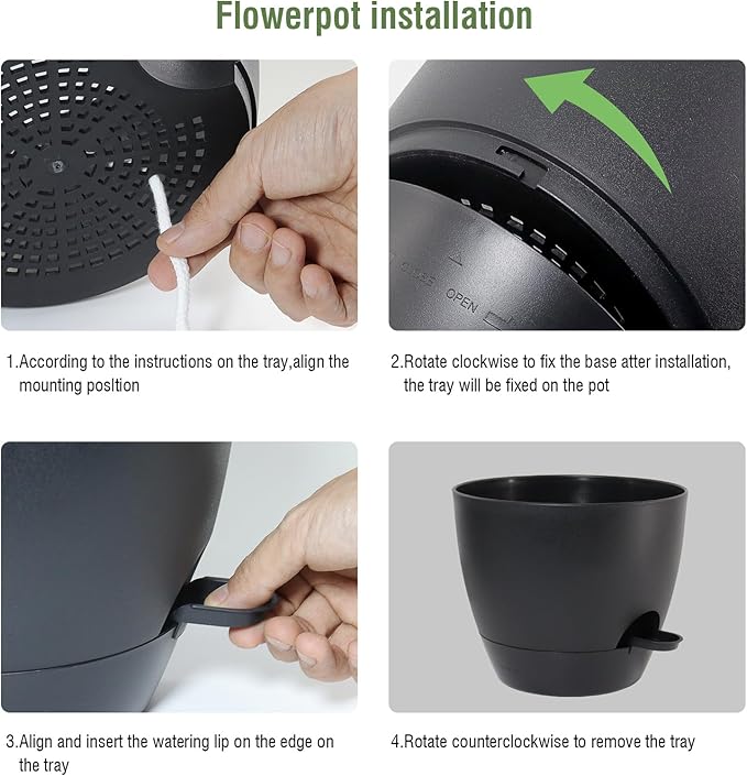 WSMKSZ 12/10/9 inch Large Self Watering Pots, Planter, Plant Pots with Mesh Drainage Holes for Indoor Outdoor Garden Plants, Plastic Flower Pots with Removable Deep Reservoir, Black