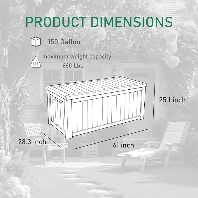 Outdoor Storage Solution with Deck Box Design, Multi-purpose Patio Furniture for Garden Tools, Shoe Storage & Cushions, Strong Storage Bins with Lids Style (beige)