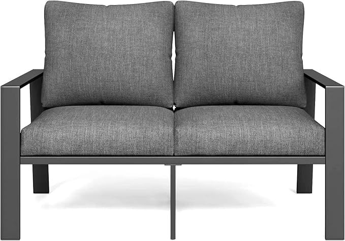 Aluminum Outdoor Furniture Loveseat Small Patio Couch Love Seat Outdoor Chairs with 4" Cushion Loveseats Sofa for Poolside,Balcony,Deck,Yard