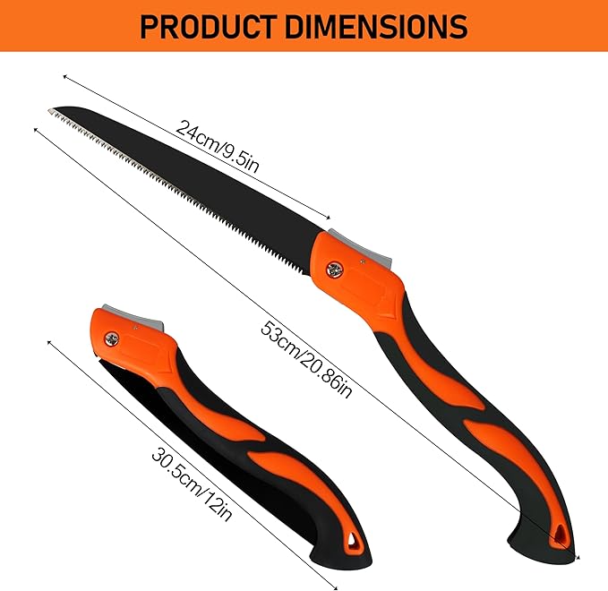 Folding Pruning Saw 9.5 Inch with Safety Hand Guard for Gardening, Landscaping & Yard Work Heavy Duty Pruning Saw