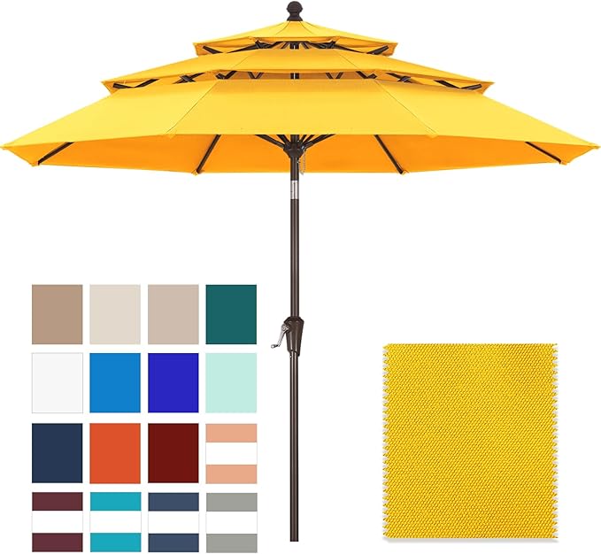 ABCCANOPY 5-Year 10-Year No Fading 9FT 3 Tiers Patio Umbrella, Outdoor Table Umbrella with 8 Sturdy Ribs for Deck, Backyard, Garden, Yard