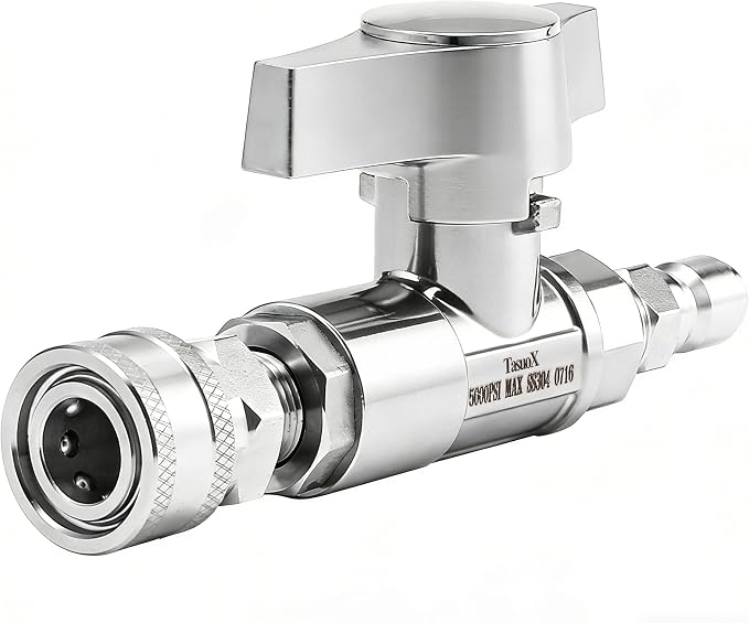 Ball Valve Pressure Washer, 3/8" Quick Connect Ball Valve Kit, High Pressure Shut Off Valve for Power Washer Hose, 5000 PSI, Stainless Steel