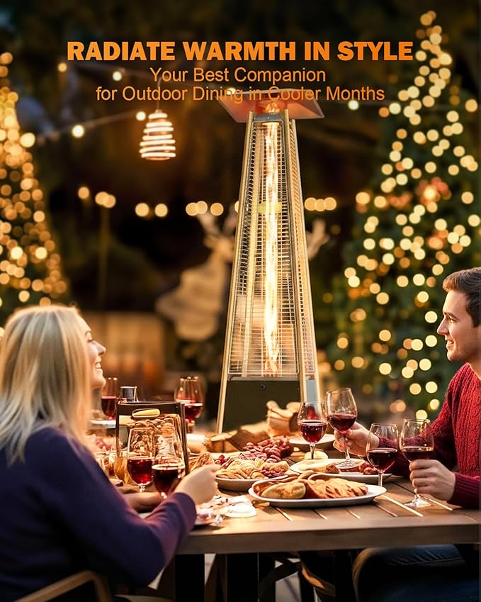 Pyramid Patio Heater, Outdoor Heater 48,000 BTU with Wheels & Weather-Resistant Cover, Triple Protection System for Large Spaces (Commercial Patio, Rooftop, Event) (1 heater)