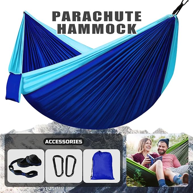 NOBRIM Camping Hammock Outdoor Portable Parachute Hammock Double Hammock Swing Hanging Chair Garden for Travel Patio Garden Backyard