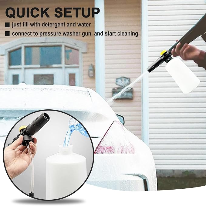 FJ6 Foam Cannon, Compatible with Kar-Cher K1-K7 Pressure Washers, 700ml Tank, Adjustable Spray Nozzle, for Cars, RVs, Garden Furniture, Patios