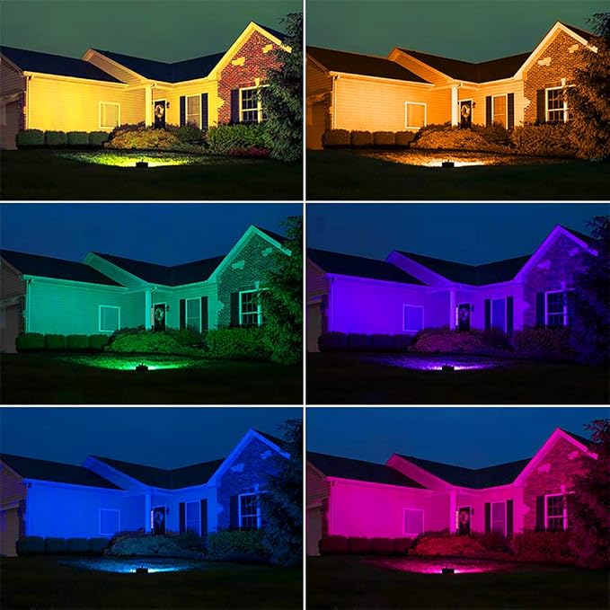 Led Flood Light Outdoor, 50W RGB Color Changing Landscape Lighting with Remote, Timing - 12 Colors - 4 Modes, IP66 Waterproof, US 3-Plug, MELPO (Pack of 4)