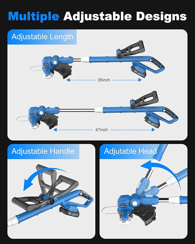 LUXTER 20V Cordless String Trimmer & Wheeled Edger Kit, 12-Inch 2-in-1 Battery Powered Weed Wacker with Auto Line Feed, 4.4lbs Lightweight Weed Eater for Yard Garden, 2X 2.0Ah Batteries & Charger