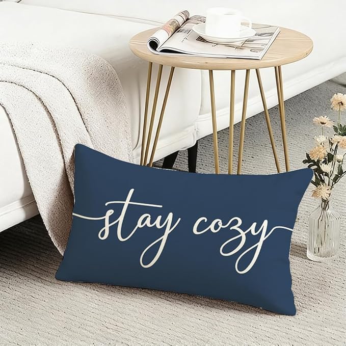RABUSOFA Blue Outdoor Pillows Waterproof 12x20 Inch, Stay Cozy Spring Summer Farmhouse Holiday Accent Lumbar Throw Pillow Covers Decoration for Patio Furniture (Blue, 12" x 20")