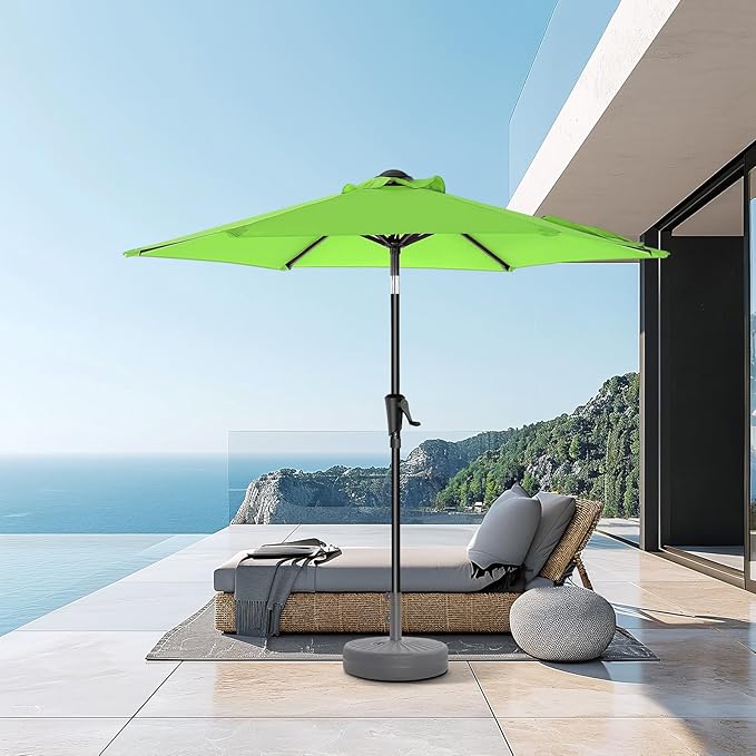 HOMSHADE 7.5ft Outdoor Patio Umbrella - Market Table Pool Deck Umbrella UPF50+ UV Protection with Push Button Tilt, Crank and 6 Sturdy Ribs (Apple Green, No base)