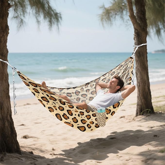 Classic Leopard Print Hammocks for Camping with Portabl Carry Bag Portable Hammock Indoor Outdoor Patio