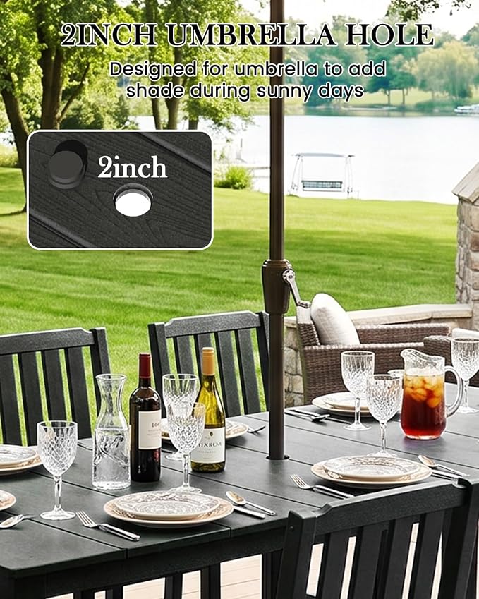 LOUNZY 5 Piece Patio Dining Set for 4, Outdoor Table and Chairs, Black | 4 person HDPE outdoor dining set 304 stainless steel, weather resistant up to 10 years, low maintenance patio set