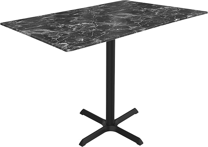 HBS 42" Tall OD211 Indoor/Outdoor All-Season Table with 32" x 48" Black Marble Top