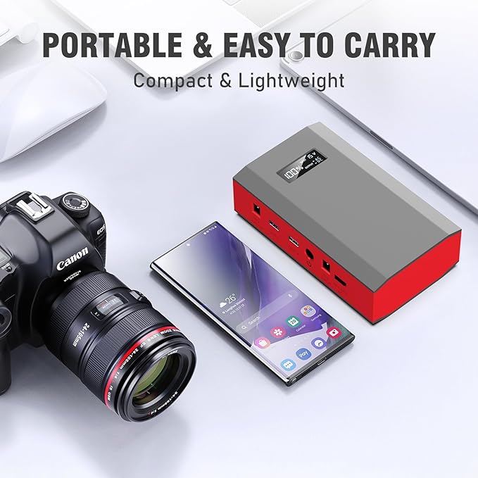 Portable Power Station with Foldable Solar Panel, 110V 100W AC Outlet Camping Solar Powered Generator with Panels, 65W Solar Powered Power Bank for Laptop Smart Devices RV Outdoor with 30W Panel