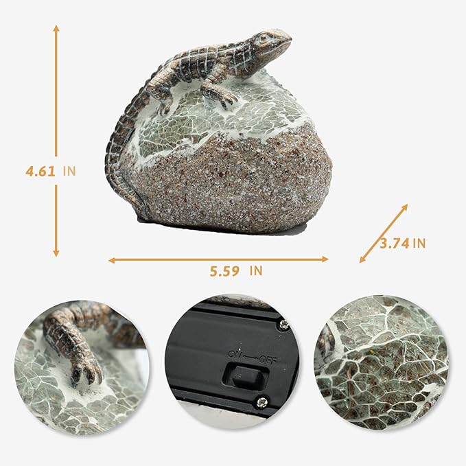 Rezpuao Garden Statue Lizard,Solar Lizard Decor for Outdoor,Resin Lizards Figurine with Solar Light for Patio,Balcony,Yard,Lawn Ornament,Perfect Garden Gift