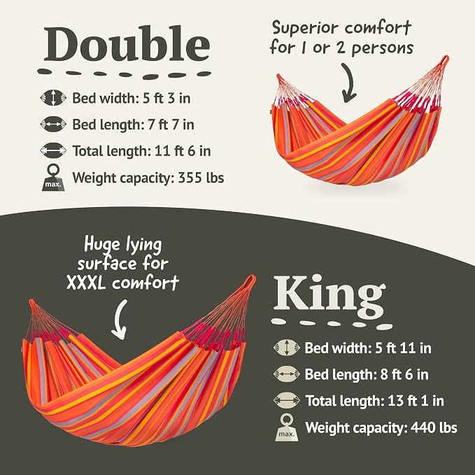 LA SIESTA Brisa Kingsize Outdoor Hammock — Colombian-Made Polypropylene, UV & Weather Resistant, for Backyard & Patio - Toucan