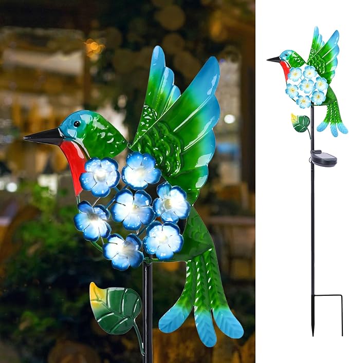 Bshine Solar Lights Outdoor Garden Decoration, Hummingbird Metal Stake Waterproof Solar Lamp for Outdoor Patio, Yard Decoration Lawn Art