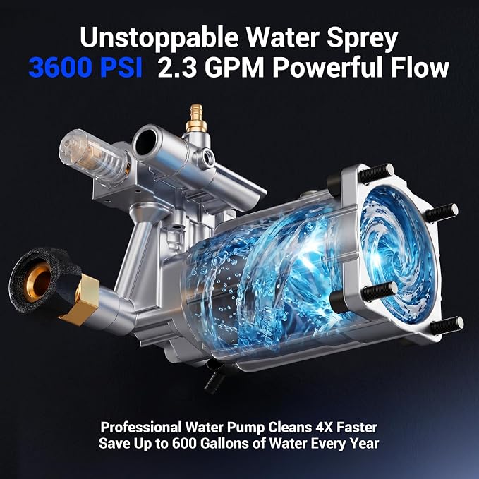 Gas Pressure Washer 3600 PSI 2.3 GPM, 212cc Gas Powered Pressure Washer with Soap Tank, 30 FT Hose & 5 Nozzles, Heavy Duty Power Washer for Driveways, Patios, Cars, RVs & Commercial Cleaning