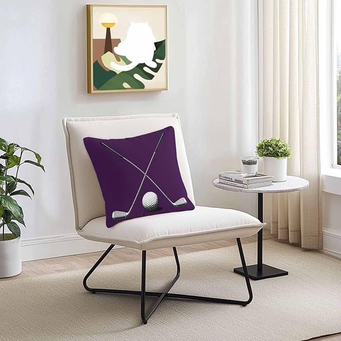 Vandarllin Outdoor Throw Pillows Covers 20x20 inch Set of 2 Waterproof Golf Ball Club Decorative Zippered Cushion Covers for Patio Furniture, Game Sports Purple Lumbar Pillowcases