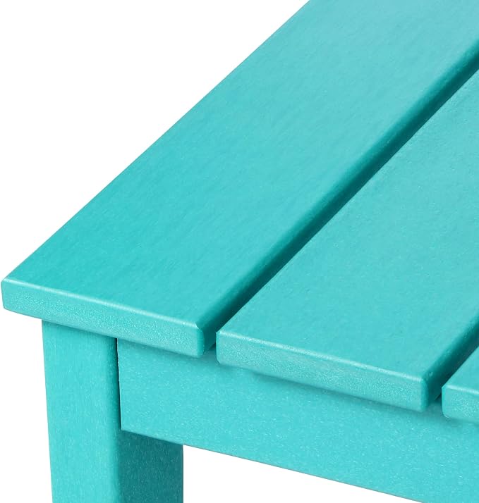 Costaelm Adirondack Outdoor Coffee Table, HDPE Drink Table Weather Resistant, Patio Porch Accent Balcony Table Outdoor End Table for Pool, Seaside, Backyard, Turquoise