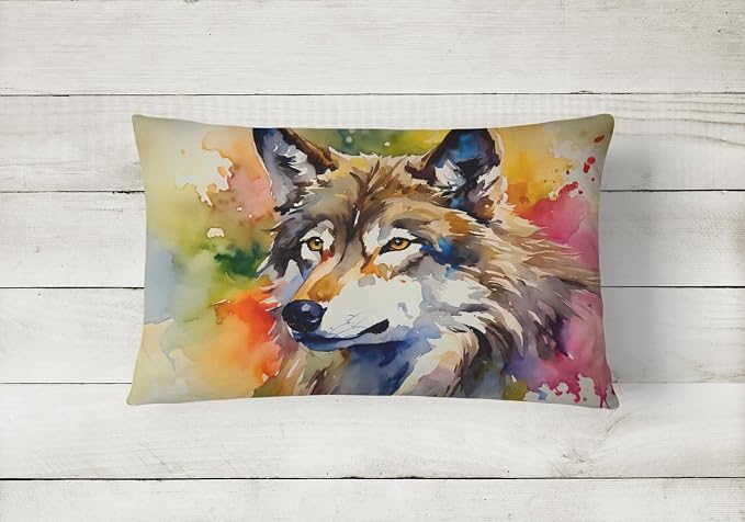 Caroline's Treasures DAC3006PW1216 Wolves Wolf Throw Pillow Machine Washable, Indoor Outdoor Decorative Pillow for Couch, Bed or Patio, 12HX16W