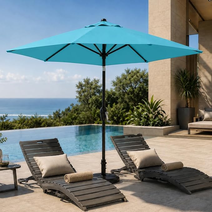 7.5ft Patio Umbrella, Outdoor Table Market Umbrella with Smooth Crank Lift, 6 Windproof Fiberglass Ribs, UPF50+ UV Protection for Deck, Pool, Garden and Backyard
