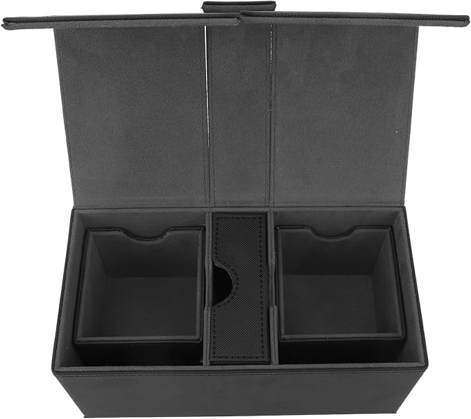 SUNGOOYUE Card Deck Box, PU Leather Game Card Storage Box with 3 Drawers and Magnetic Closure, for Holding Over 200 Cards Sports Cards (Black)