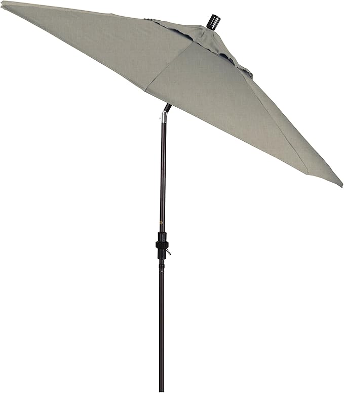 California Umbrella 9' Round Aluminum Market Umbrella, Crank Lift, Collar Tilt, Bronze Pole, Sunbrella Spectrum Cilantro