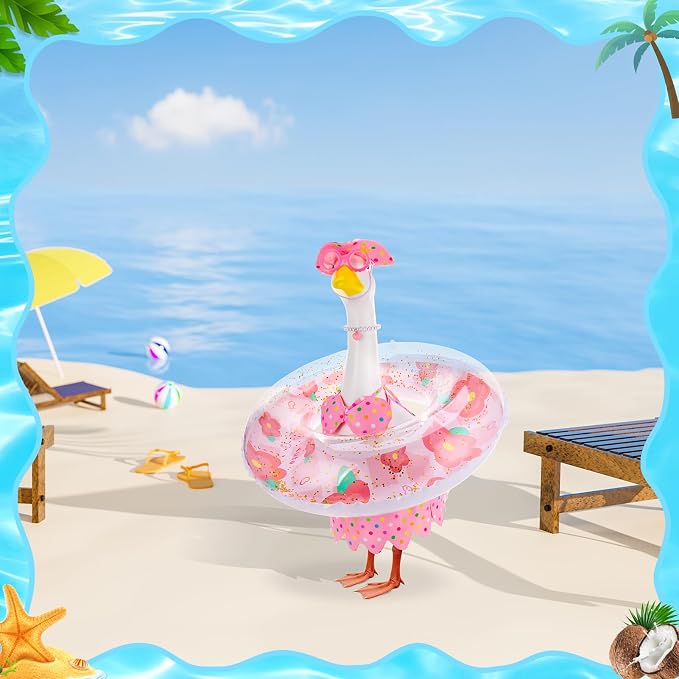 Porch Goose Outfit Summer Hawaiian Fishing Porch Goose Outfit Clothes Costume for 23 In Statue Garden Yard Decor