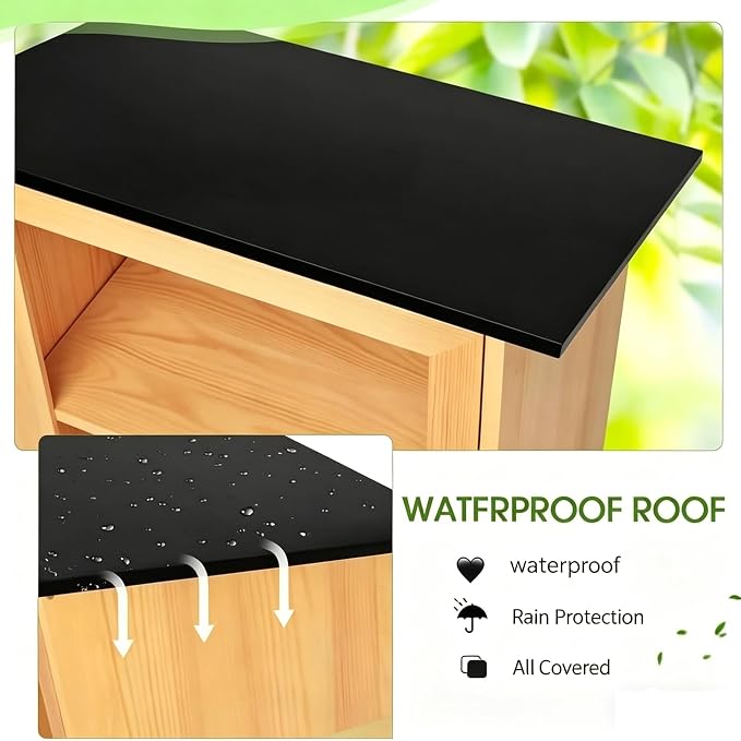Little Outdoor Library Box, 2-Tier Waterproof Free Library Wooden Cabinet, 20"L x 14"W x 22"H Small Storage Box for DIY, Neighbourhoods, Communities and Kids to Share Books, Magazines, Artworks