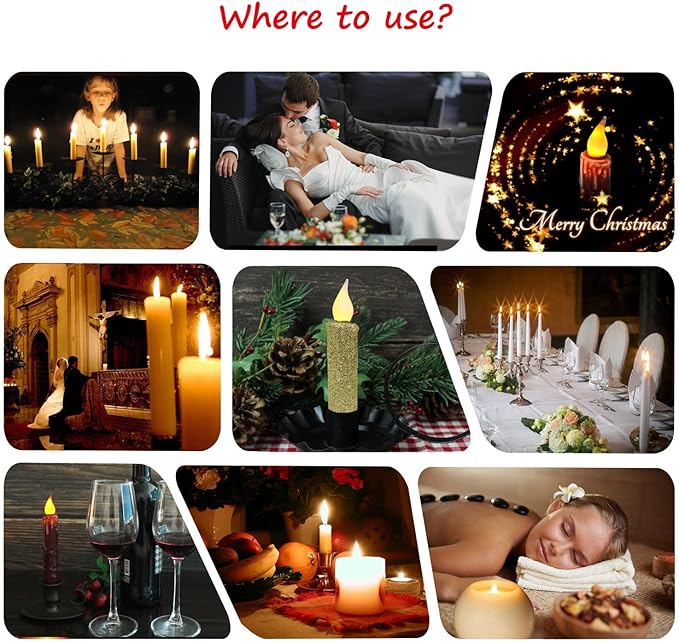CVHOMEDECO. Glitter Flameless Candles Flickering Battery Operated LED Taper Candles with Timer for Home, Wedding, Halloween, Christmas Decor. Gold, 4-3/4 Inch, Set of 3