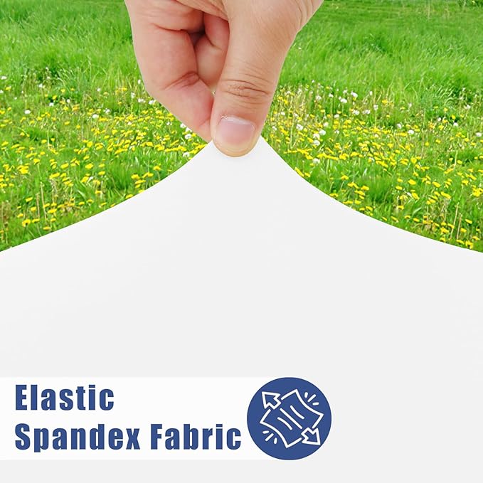 Moosfor Spandex 8 Foot Rectangle Table Cloth 2 Pack, Elastic Fitted Tablecloths for Picnic, Stretch Washable Patio Table Cover for Outdoor, Camping, Banquet and Parties (White, 36"x96")