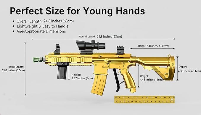 M416 Tactical Style 3600 PSI High Pressure Washer Gun with Foam Cannon & Swivel & 4 Nozzles - Airsoft Inspired Design for Car Cleaning & Outdoor Use (Gold)