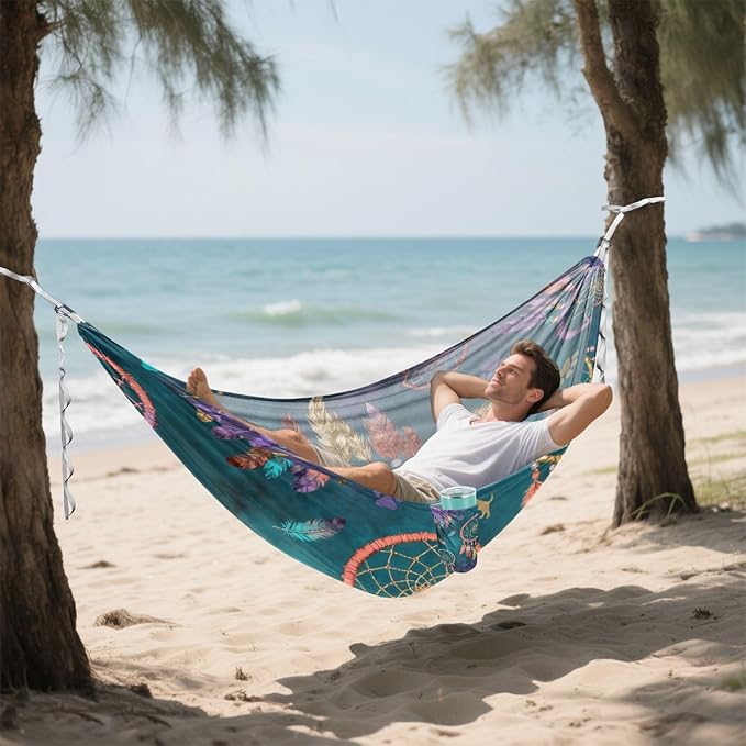 Dreamcatcher and Pet Outdoor Hammock with Tree Straps Cloth for Outside Beach Patio Garden