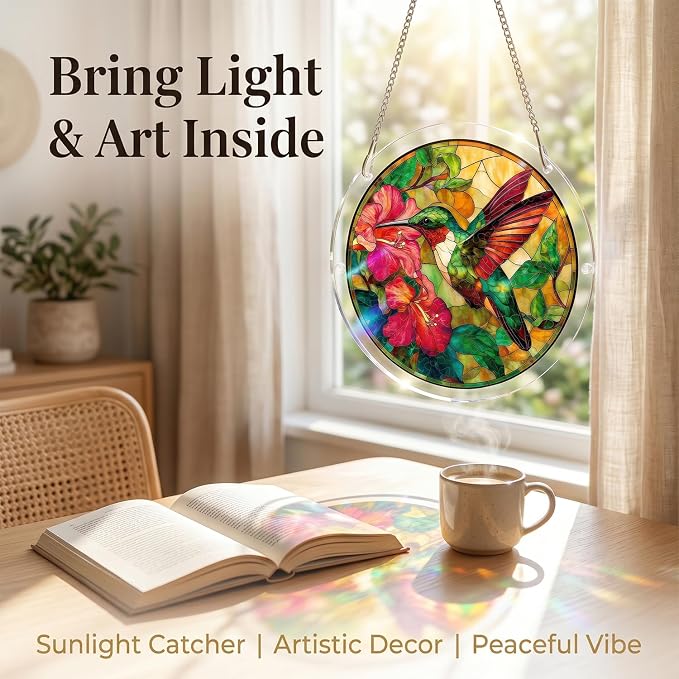 Acrylic Puzzles Sun Catcher Window Hanging, 7.5 Inch Sun Catcher Puzzle Kit for Garden Decoration DIY Acrylic Puzzle Kit Sun Catcher for Women Men Mom Birthday Gift Home Decor (Sunflower)