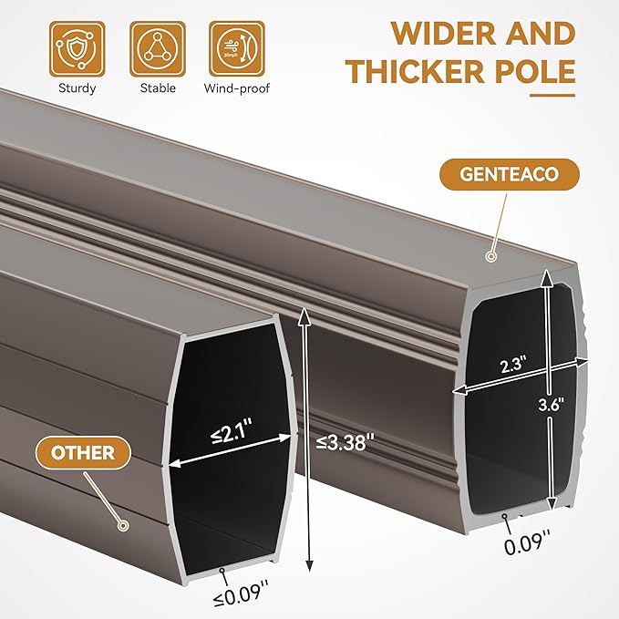 GENTEACO 9x12FT Cantilever Patio Umbrella with Base Included, Double Top Rectangle Offset Umbrella 7 Angle Tilts & 360° Rotation, Large Heavy Duty Outdoor Sun Umbrella for Pool Market, Tan