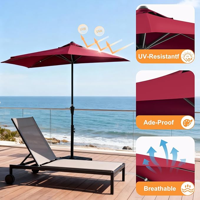 OLIXIS 9FT Patio Umbrella with Tilt and Crank Button & Sturdy Ribs Waterproof, 9Feet Patio Table Umbrella Perfect for Poolside, Terrace, Beach and Outdoor Restaurant