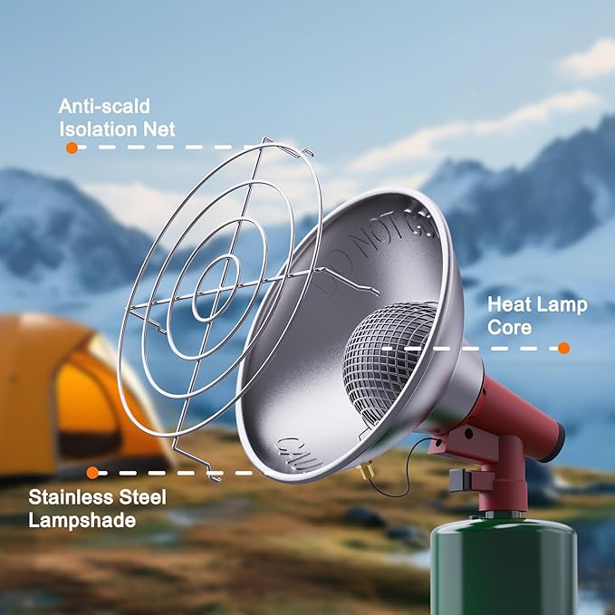 Buyplus Propane Heater - 10000BTU Portable Patio Heaters for Outdoor Use, Camping Heater with Electronic Ignition, Control Valve, Gas Tank Holder for Tent, Fishing, Garage, Green(Fuel not included)