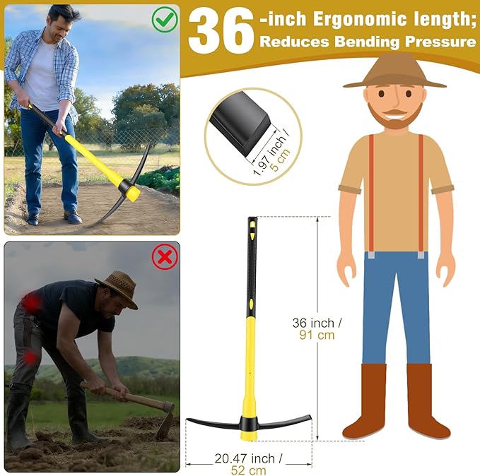 36 inch Garden Hoe Fiberglass Handle Hoe Garden Tool Carbon Steel Hand Tools
